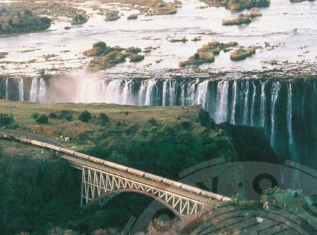 Beautiful view of the waterfall from the Rovos Rail train