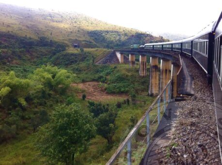 Rovos Rail train crossing bridge